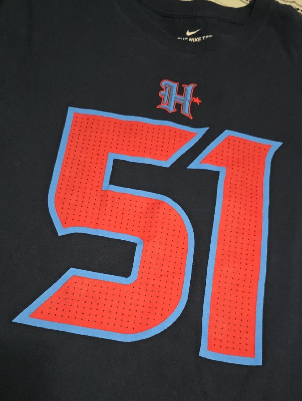 Nike H Town HOUSTON Texans Short Sleeve Tee with Red and Blue '51' ANDERSON JR